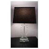 Pr of Glass & Cloth Shade Table Table Lamps(heavy)