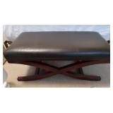 Leather & Wood Bench-38"x17"x17"