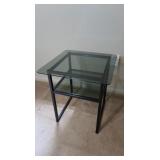 Smoked Glass & Metal Side Table-20x20x21"