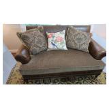 Lillian August Leather Sofa w/Cloth Accents &