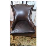 Leather Side Chair w/Brass Accents-27x30x38"