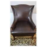 Leather Side Chair w/Brass Accents-27x30x38"