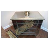 Ornate Mirrored Side Table-28"x18"x28"