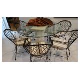 Beveled Glass Pedestal Table w/6 Chairs & Pads