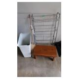 Metal Organizing Racks, Wood Stool, Dusters&more