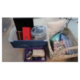 Basket, Decorative Boxes, Glass Jar. Tote