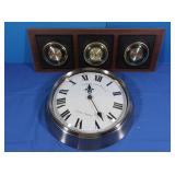 London England 15" Rd Wall Clock& Barometer