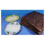 14 Woven Wood Placements & made in Japan Plates