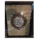Glass Framed Print-Egyptian Art on Papyrus Paper