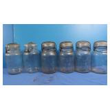 6 Vintage Atlas E-2 Seal Canning Jars-Glass Lids