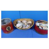 Vintage Buttons, Shells, & Baskets