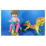 Vintage Tippee Toes Doll w/2 Trikes