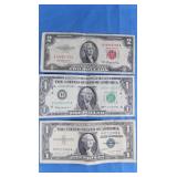 1957 Silver Certificates, 1953 Red Seal $2 Bill,
