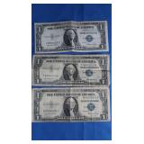 3 Silver Certificates-2) 1935-E, 1957