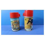 Vintage Mickey Mouse & Baseball Thermos w/Lids