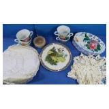 10 Teacups & Plates-Italy, Doilies & more