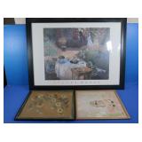 Monet Print-31x23", Crewel Framed Art=11x14, Dog