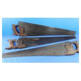 (3)Vintage  29" Wood Carved Hand Saws