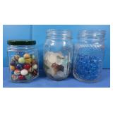 Vintage Shooter Marbles, Decorative Marbles in Jar