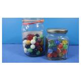 2 Jars of Vintage Glass Marbles
