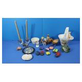 Home Decor Lot-Basket, Frog Knick Knacks&more