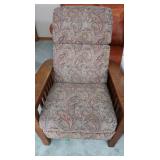 Recliner Chair w/Wood Arm Rests-33"34"x41"H