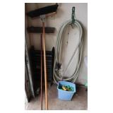 Extension Cords, Hose, 2 Push Brooms, Tote