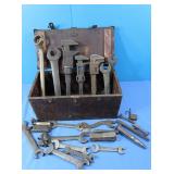 Vintage Wood Toolbox w/Wrenches(no all Vintage)