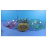 Depression Glass-Green, Yellow, Pink