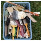 Basket w/Paint Brushes, Various Shapes & Sizes