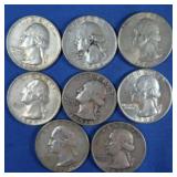 8 Washington Quarters-90% Silver