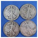 4 Liberty Half Dollars-1937-S, 1942,1944,1945