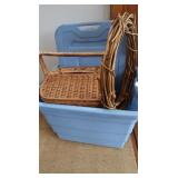 Grapevine Wreath, Wicker Picnic Basket, Table