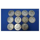 11 Kennedy Clad Half Dollars-40% Silver
