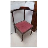 Antique Corner Seat-30"H, Casters on Feet