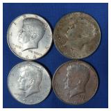4-1964 Kennedy Half Dollars-90% Silver