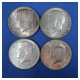 4-1964 Kennedy Half Dollars-90% Silver