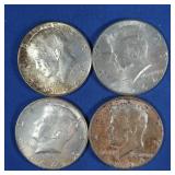4-1964 Kennedy Half Dollars-90% Silver