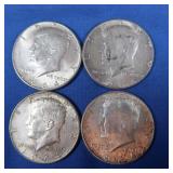 4-1964 Kennedy Half Dollars-90% Silver