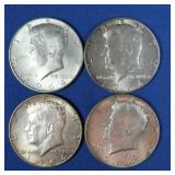 4-1964 Kennedy Half Dollars-90% Silver