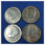 4-1964 Kennedy Half Dollars-90% Silver
