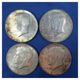 4-1964 Kennedy Half Dollars-90% Silver