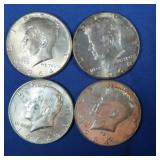 4-1964 Kennedy Half Dollars-90% Silver