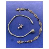 Sterling Lot-Pandora Bracelet, 1 Bracelet w/Sapp.&
