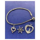 Sterling Pandora Bracelet & Pendants-Snowflake w/