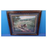 Framed Horse/Boy Print by Scoggins 19x16.5"