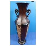 Metal Wood Look Vase 18"
