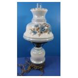 Flowered Hurricane Style Table Lamp