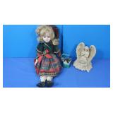 Seymour Mann Christmas Doll w/Basket, Resin Tea