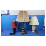 3 Table Lamps w/Shades